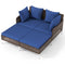 Outdoor Rattan Double Daybed Wicker Chaise Lounge-Navy
