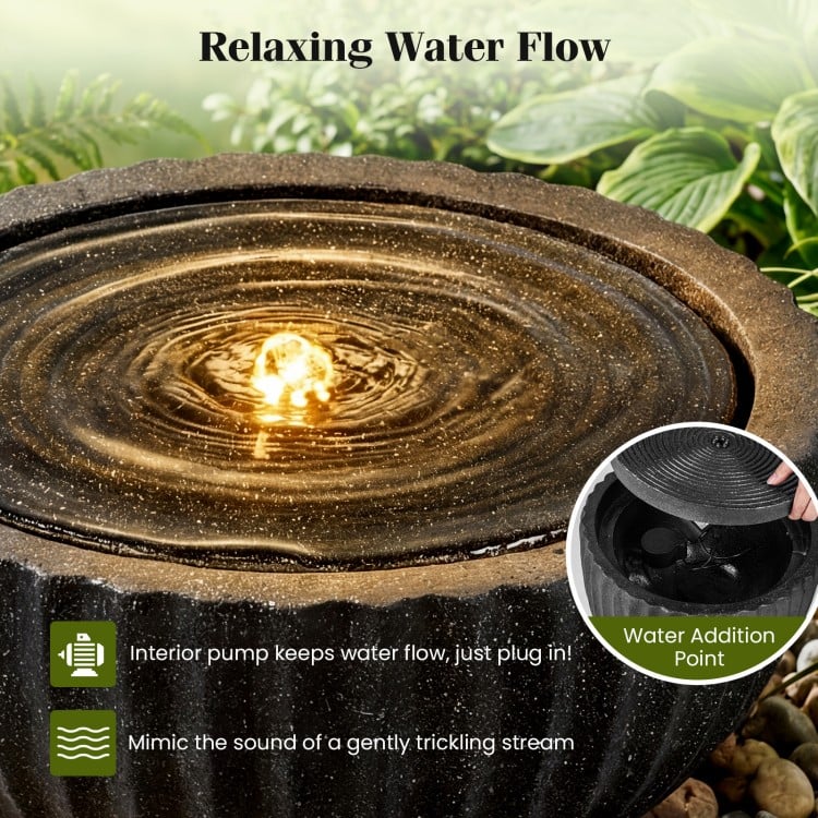 Outdoor Round Sphere Water Fountain with LED Lights and Pump