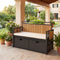 Outdoor Storage Bench with Side Tables – 2-Seater Wicker Patio Bench with Hidden Storage & Cushion