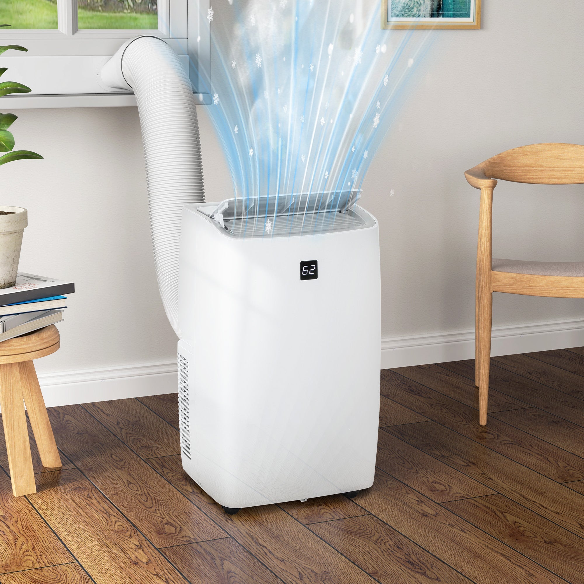 HOMCOM 14000 BTU Portable Air Conditioner, AC Unit with Cool, Dehumidifier, Fan, 700 Sq. ft, 24H Timer On Off, Window Kit 