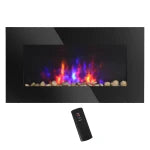 Wall Mounted Fireplace, 41 Inch Modern Electric Fireplace with Patented LED Flame Effect and 7 Colors, Black