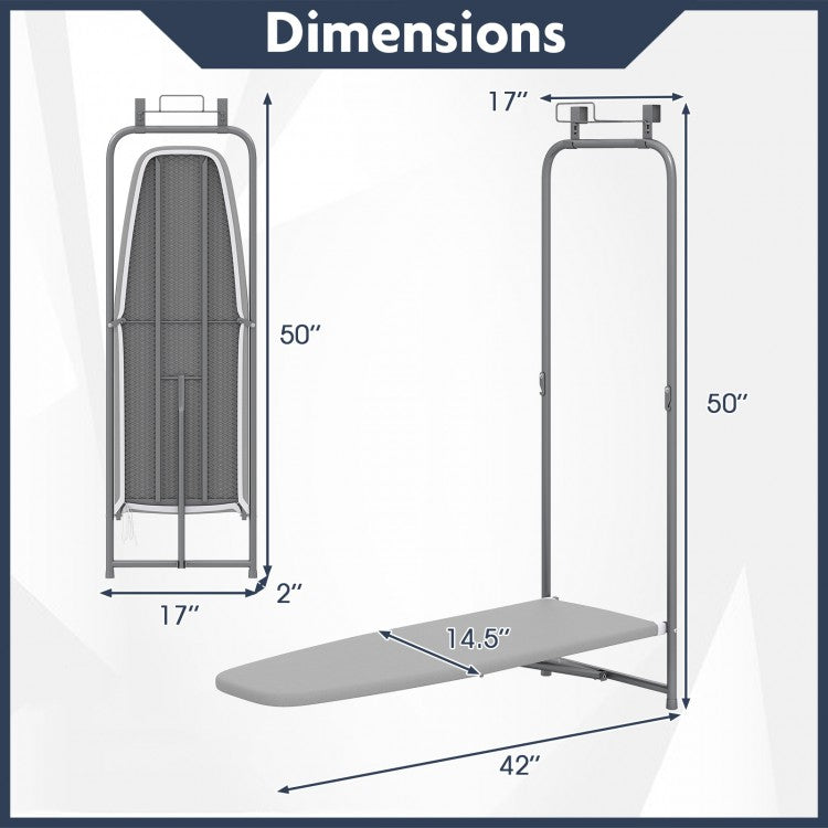Over-the-Door Ironing Board, Space-Saving Foldable Metal Hanging Ironing Board
