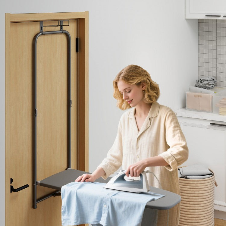 Over-the-Door Ironing Board, Space-Saving Foldable Metal Hanging Ironing Board