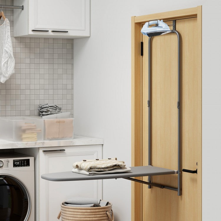 Over-the-Door Ironing Board, Space-Saving Foldable Metal Hanging Ironing Board