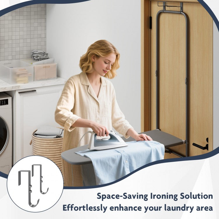 Over-the-Door Ironing Board, Space-Saving Foldable Metal Hanging Ironing Board