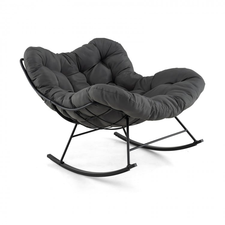 Oversized Egg Papasan Chair with Padded Cushion for Porch-Gray