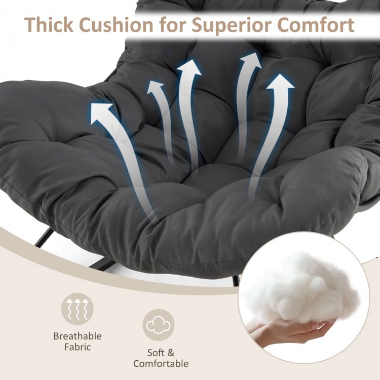 Oversized Egg Papasan Chair with Padded Cushion for Porch-Gray