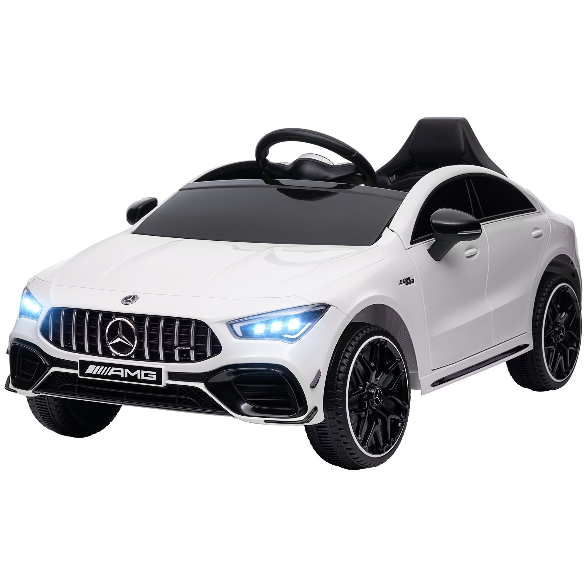 Qaba Mercedes-AMG Licensed 12V Ride on Car, Kids Electric Car with Remote Control, Spring Suspension, LED Lights, White 