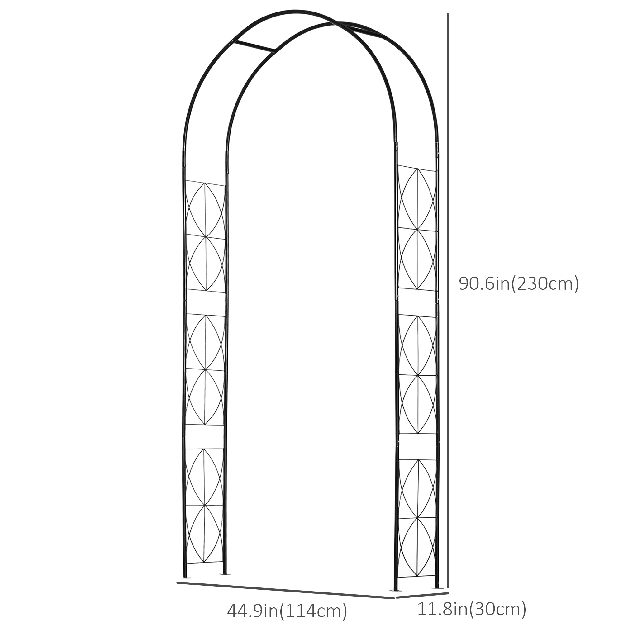 Outsunny Elegant Garden Arch Arbor, Metal Trellis for Climbing Plants & Vines, Outdoor Patio Decoration, Black 