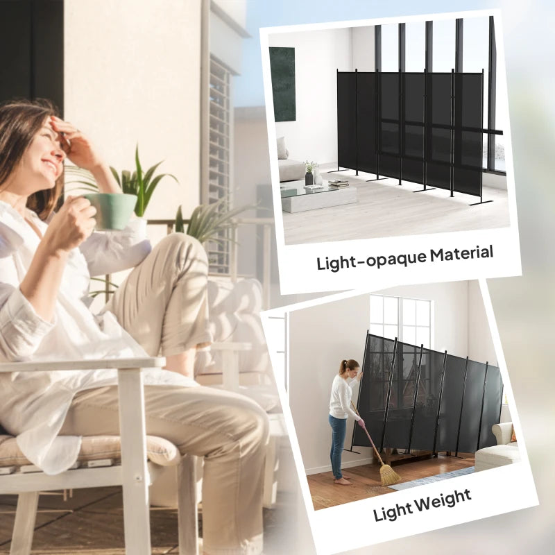 6 Panel Room Divider, 6 Ft Folding Privacy Screen, Portable Freestanding Partition Wall Divider, Charcoal Grey