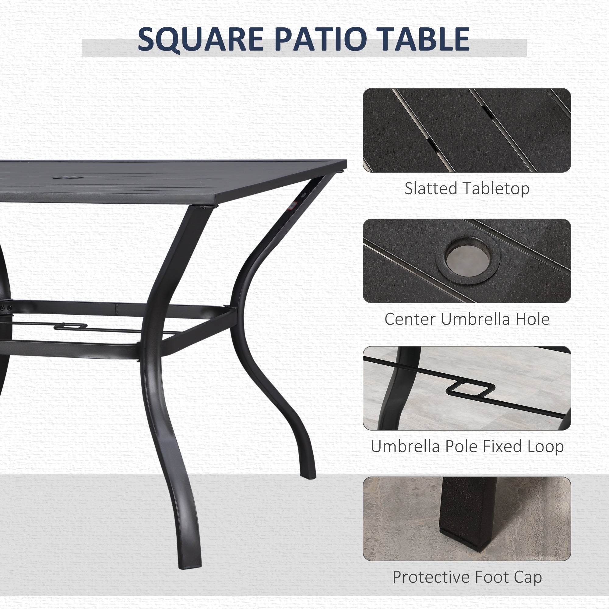 Outsunny Outdoor Dining Set 5-Piece with 4 Swivel Rocker Chairs and 37"x37" Table Brown Patio Furniture with Umbrella Hole 