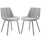 HOMCOM 2 Pieces Dining Chairs, Set of 2 Upholstered Kitchen Chairs with Padded Seat and Steel Legs for Living Room Light Grey