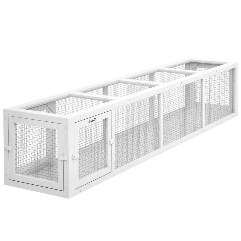 79" Long Cat Tunnel, Cat shelter L- Shape with Extendable Design, Cat Enclosure for Indoor/Outdoor Use, White