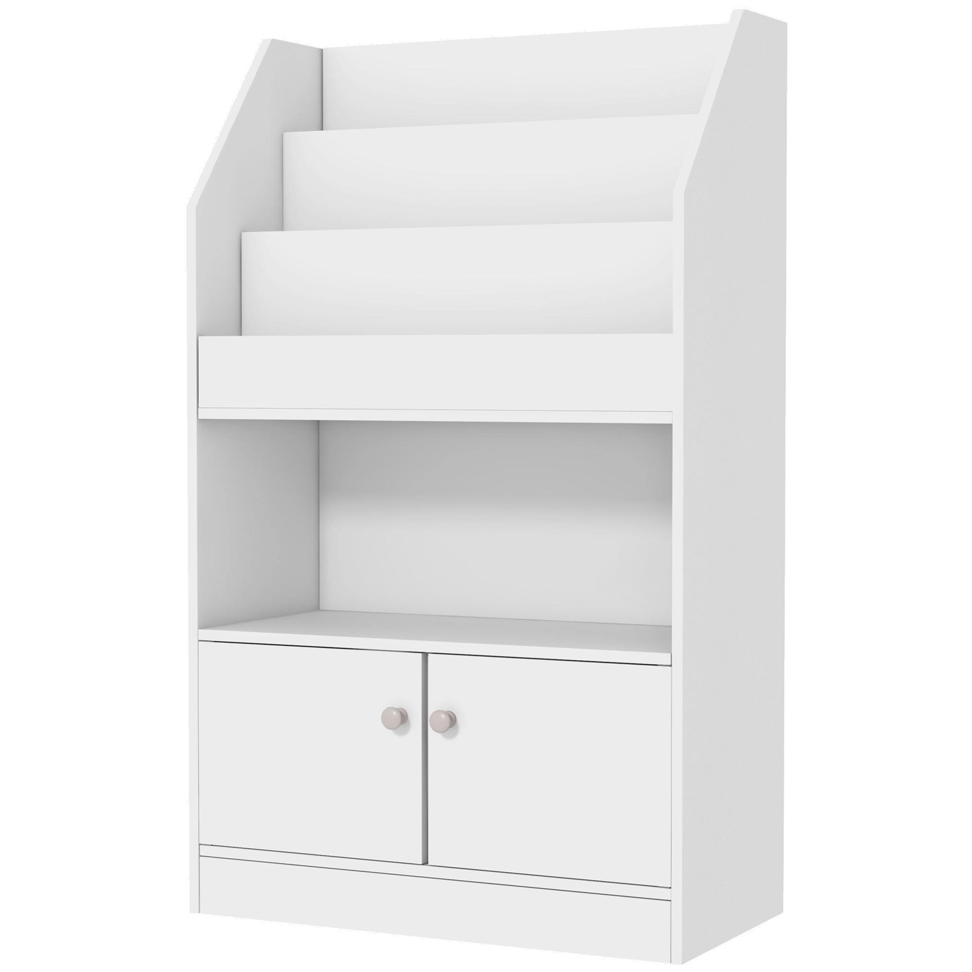 Qaba Toy Storage Organizer Shelf Kids Bookshelf for Bedroom Playroom Nursery White 