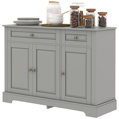 HOMCOM Modern Sideboard Cabinet, Buffet Cabinet with 2 Drawers and Adjustable Shelves, Buffets Tables for Dining Room, Grey 