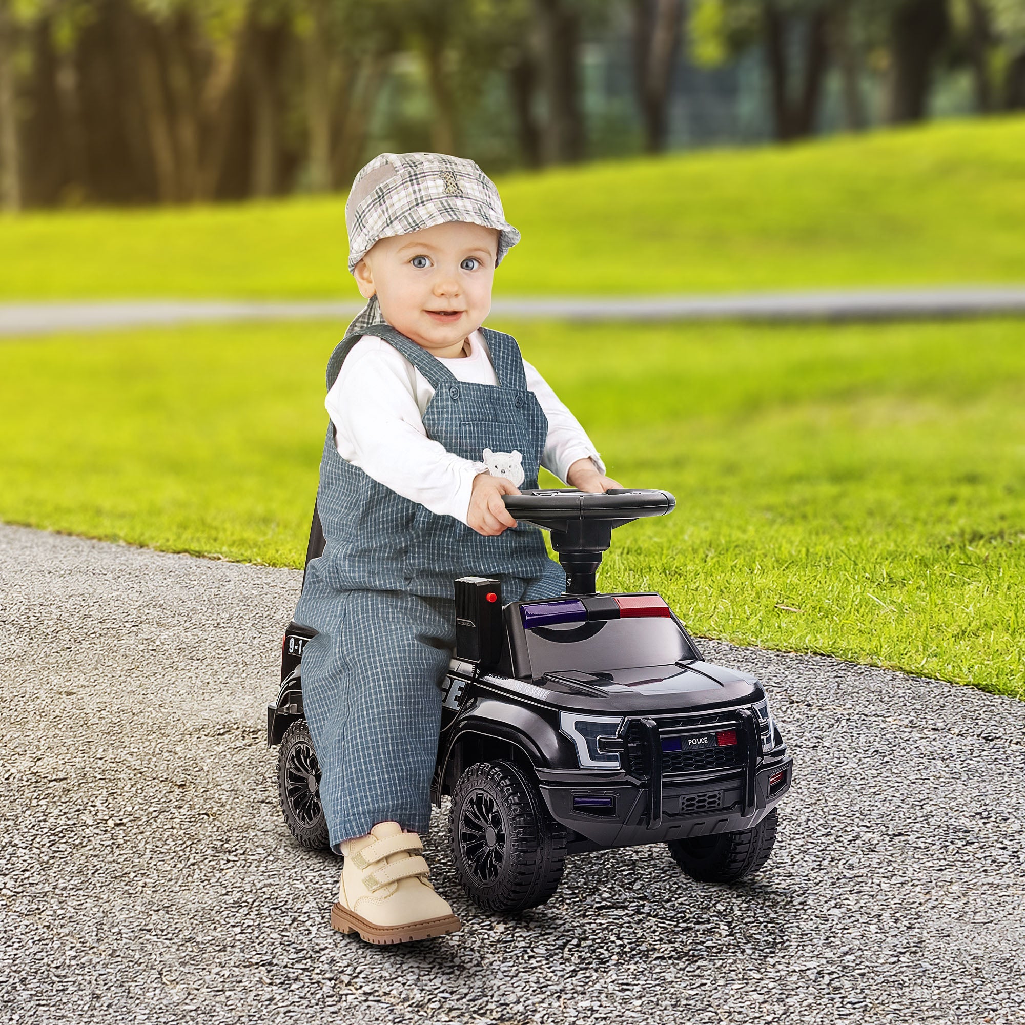 Aosom Kids Ride On Push Car Sliding Car Hidden Storage Foot-to-Floor Design Black Push Vehicle Toy 