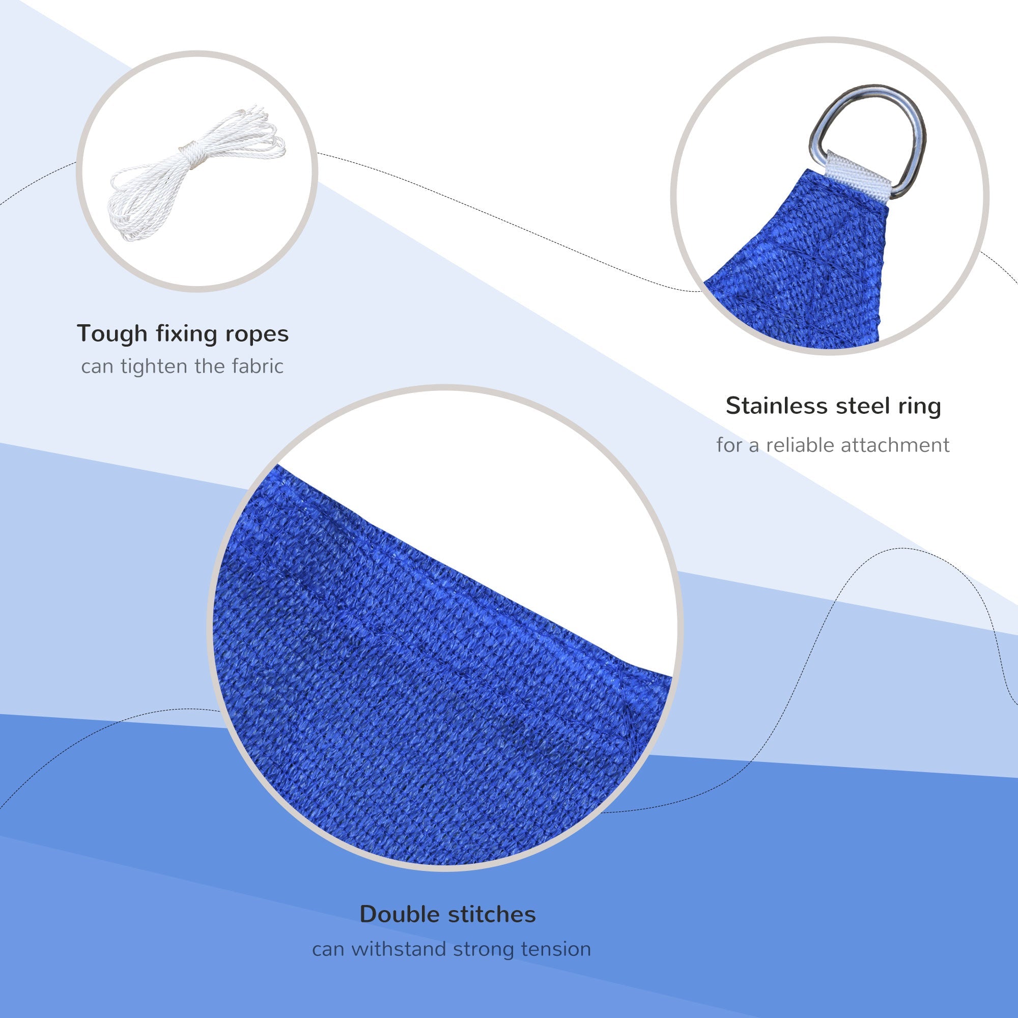 Outsunny Shaded Sanctuary: Rectangle 20'x16' Sun Shade Sail Top Cover Fabric for Outdoor Shelter, Garden, Blue with Carrying Bag 