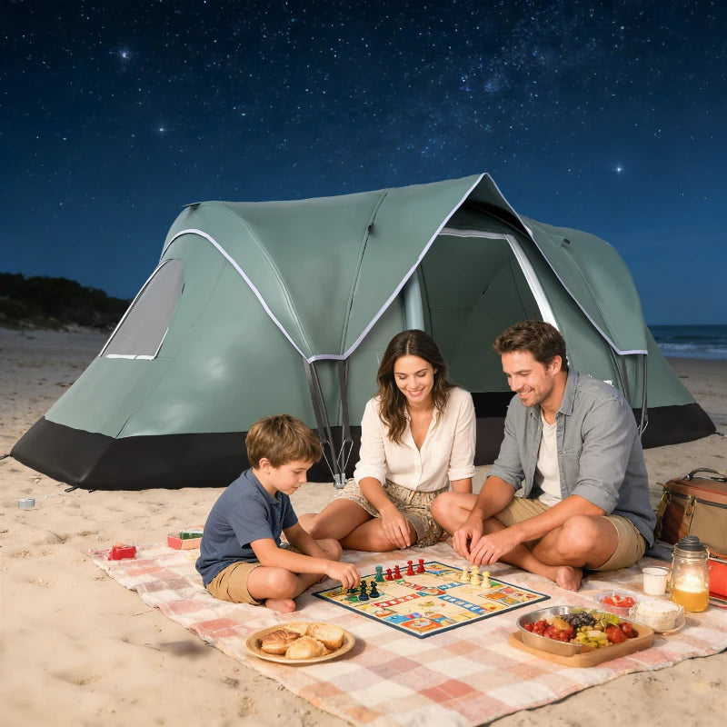 5-6 Person Family Tent, Outdoor Camping Tent with Lighting Hook, Carrying Bag for Camping, Hiking and Travelling, Green