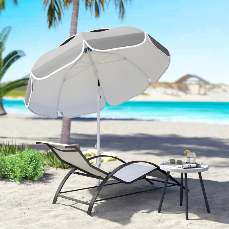 6 ft Beach Umbrella Portable with Sand Anchor, Carry Bag, Adjustable Height & Tilt, UPF50+ UV Protection, Grey