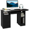 Computer Desk with Storage, Home Office Laptop Table with Shelves and Drawers, Modern Workstation Desk with Keyboard Tray for Study, Living Room, Black