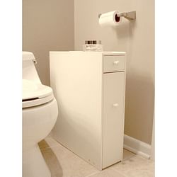 Space Saving Bathroom Floor Cabinet in White Wood Finish - Free Shipping