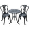 Outsunny 3 Pieces Antique Outdoor Bistro Set Cast Aluminum Patio Table and Chairs with Umbrella Hole Black