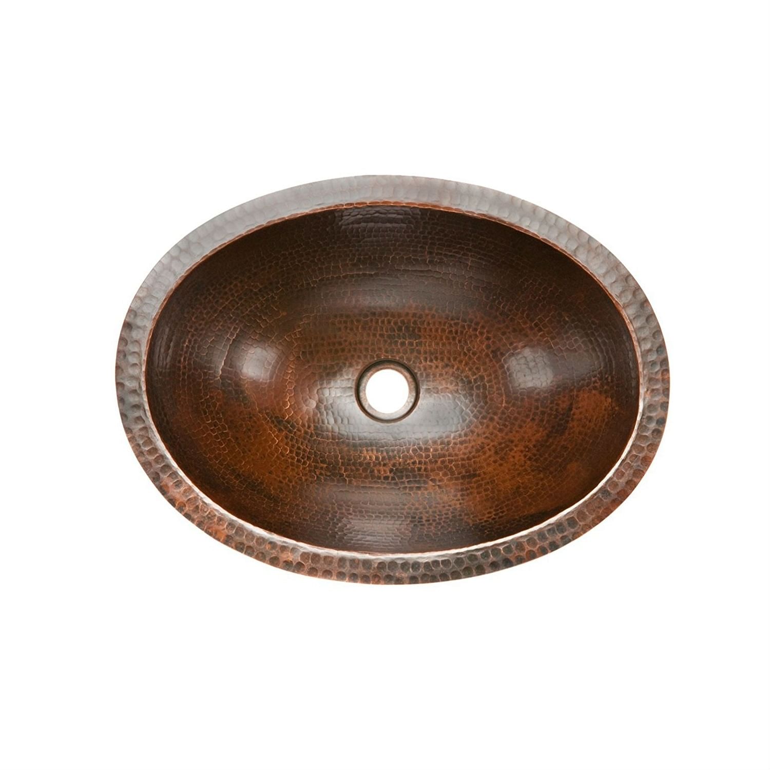 Oval Hammered Copper Bathroom Vessel Sink 17 x 12 inch - Free Shipping