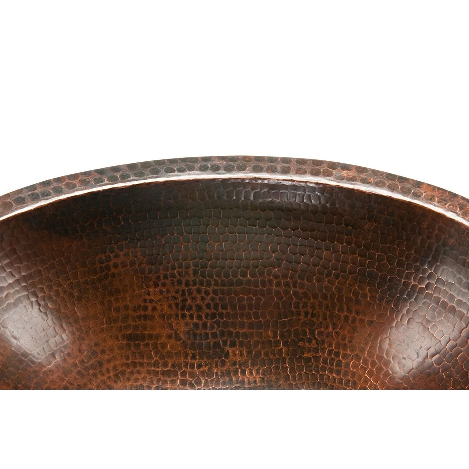 Oval Hammered Copper Bathroom Vessel Sink 17 x 12 inch - Free Shipping