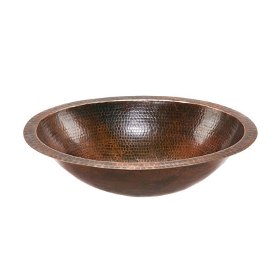 Oval Hammered Copper Bathroom Vessel Sink 17 x 12 inch - Free Shipping 