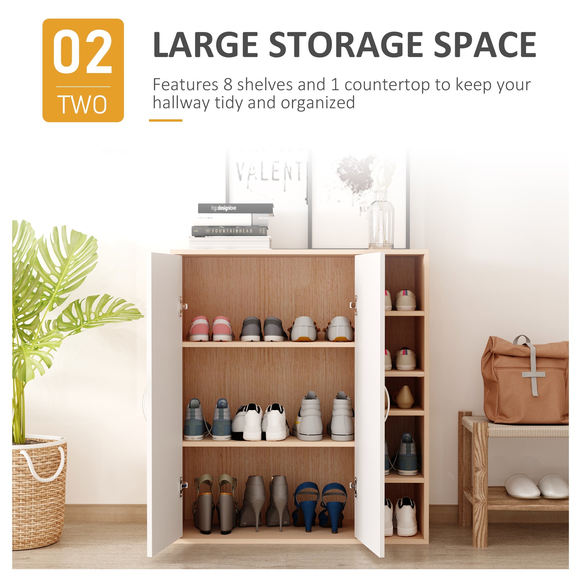 HOMCOM Organizational Haven: Freestanding Storage Cabinet with Adjustable Shelf, Perfect for Living Room, Entryway, Hallway, White Wood 
