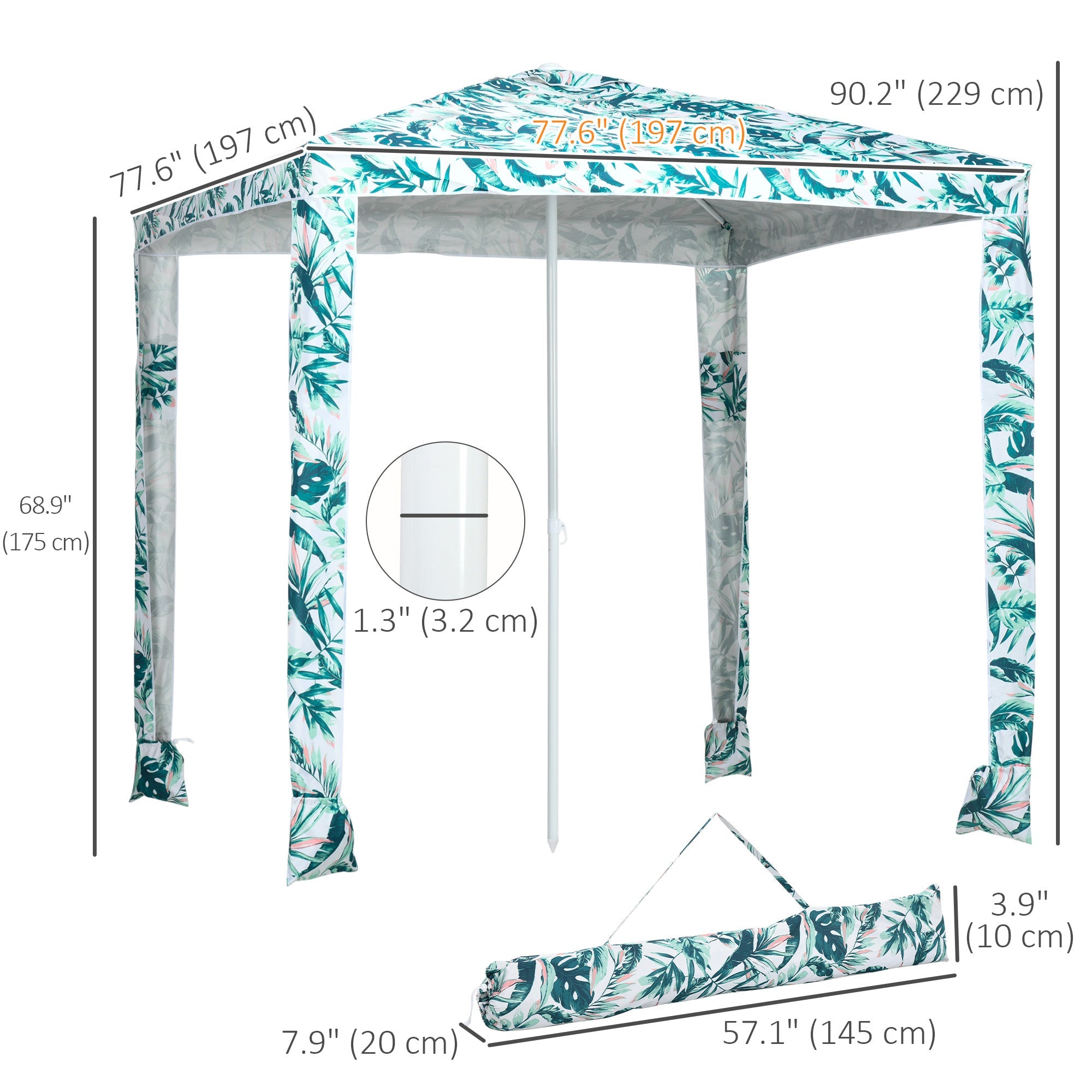 Outsunny Beach Umbrella, 6.5' Easy-Assembly Sun-Shade Shelter with Sandbags and Carry Bag, Cool UV50+, Green 