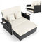 PE Wicker Outdoor Daybed with 4-Level Adjustable Backrest and Storage Ottoman-White