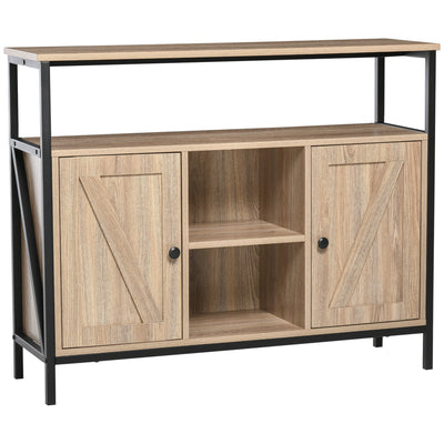 HOMCOM Industrial Chic: Buffet Sideboard Coffee Bar Table with Stemware Rack, Adjustable Shelves for Living Room 