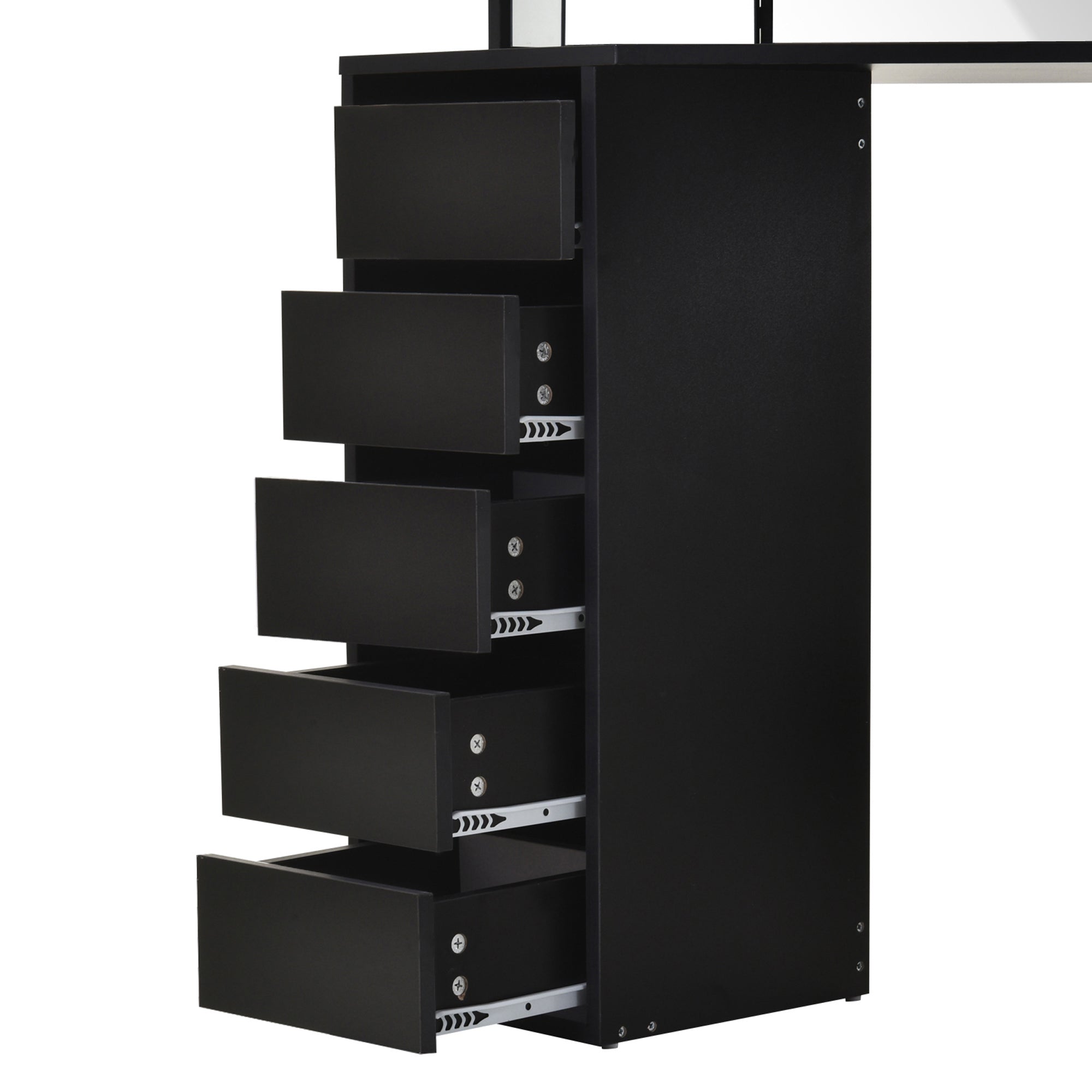 HOMCOM Corner Vanity Table Small Makeup Desk with Drawers and Mirror for Bedroom Black 