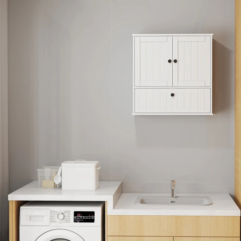 Bathroom Wall Cabinet, Farmhouse Medicine Cabinet with Adjustable Shelves and Flip-Down Door, Over The Toilet, White