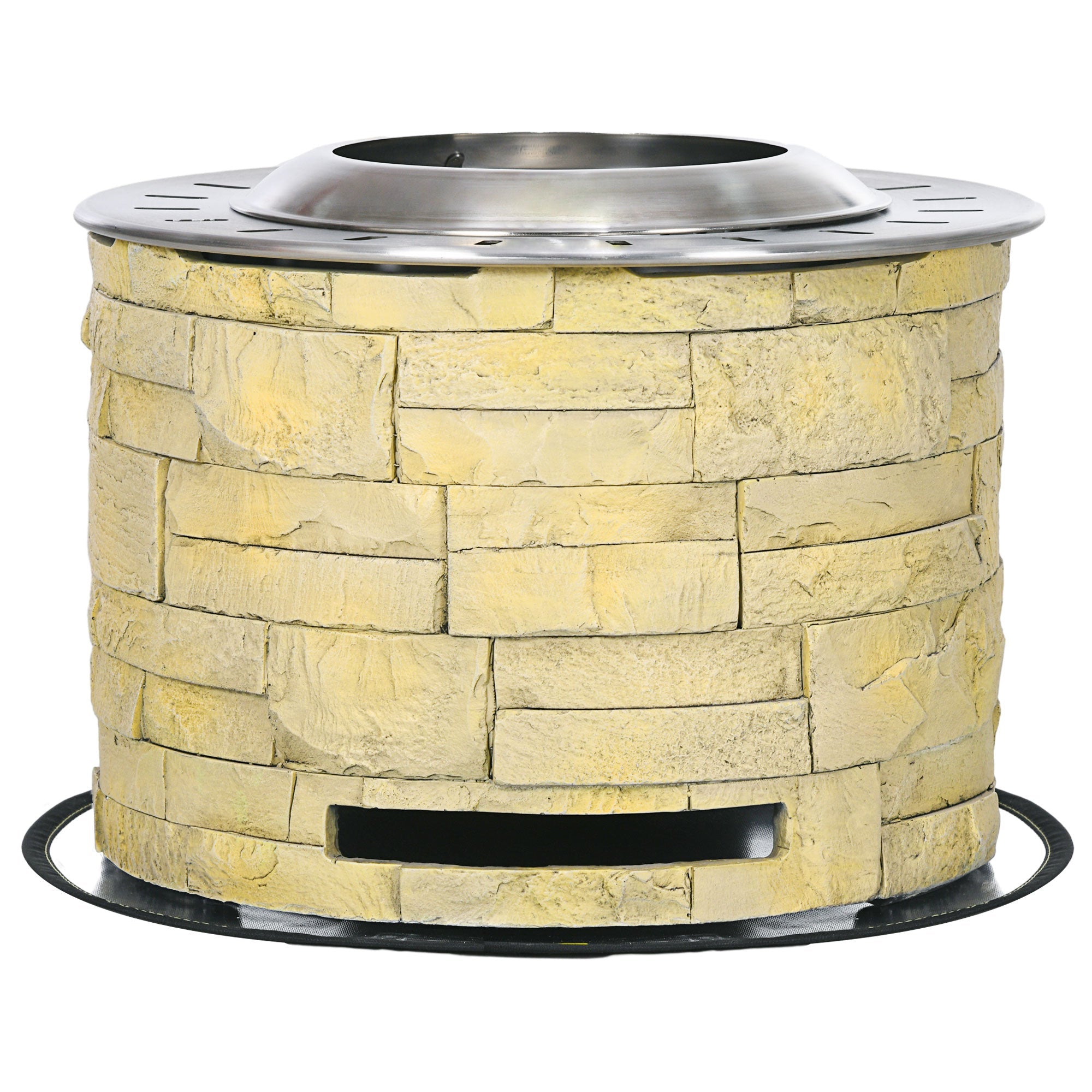 Outsunny Portable Smokeless Fire Pit Camping Bonfire Stove Mat Backyard Patio Picnic Magnesium Oxide Yellow 