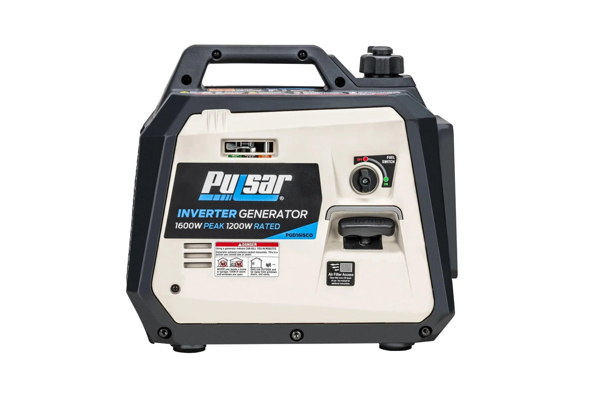 Pulsar PGD16iSCO 1600W Portable Inverter Generator – 1200W Rated, CO Sentry Sensor, Ultra-Light 24 lb