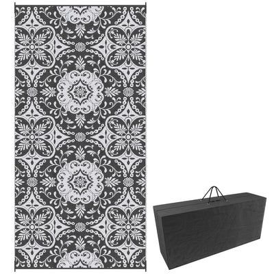 Outsunny Reversible Outdoor Mat 9x18 ft Waterproof Portable Rug with Carry Bag for RV Camping Deck Grey 