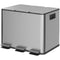 HOMCOM Triple Garbage Bin, Soft-Close Trash Can with Foot Pedal, 3 x 20 Liter Garbage Can with Removable Inner Buckets, Silver