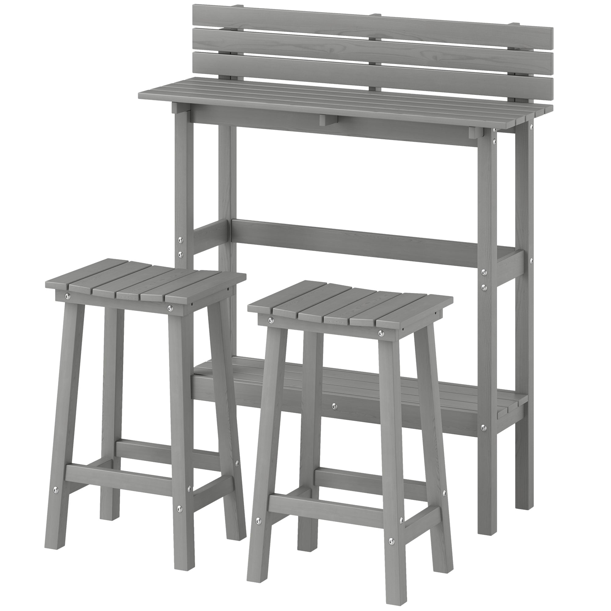 Outsunny 3 Piece Patio Bar Set with 43"H Bar Table and 2 Bar Stools, for Balcony, Backyard, Porch 