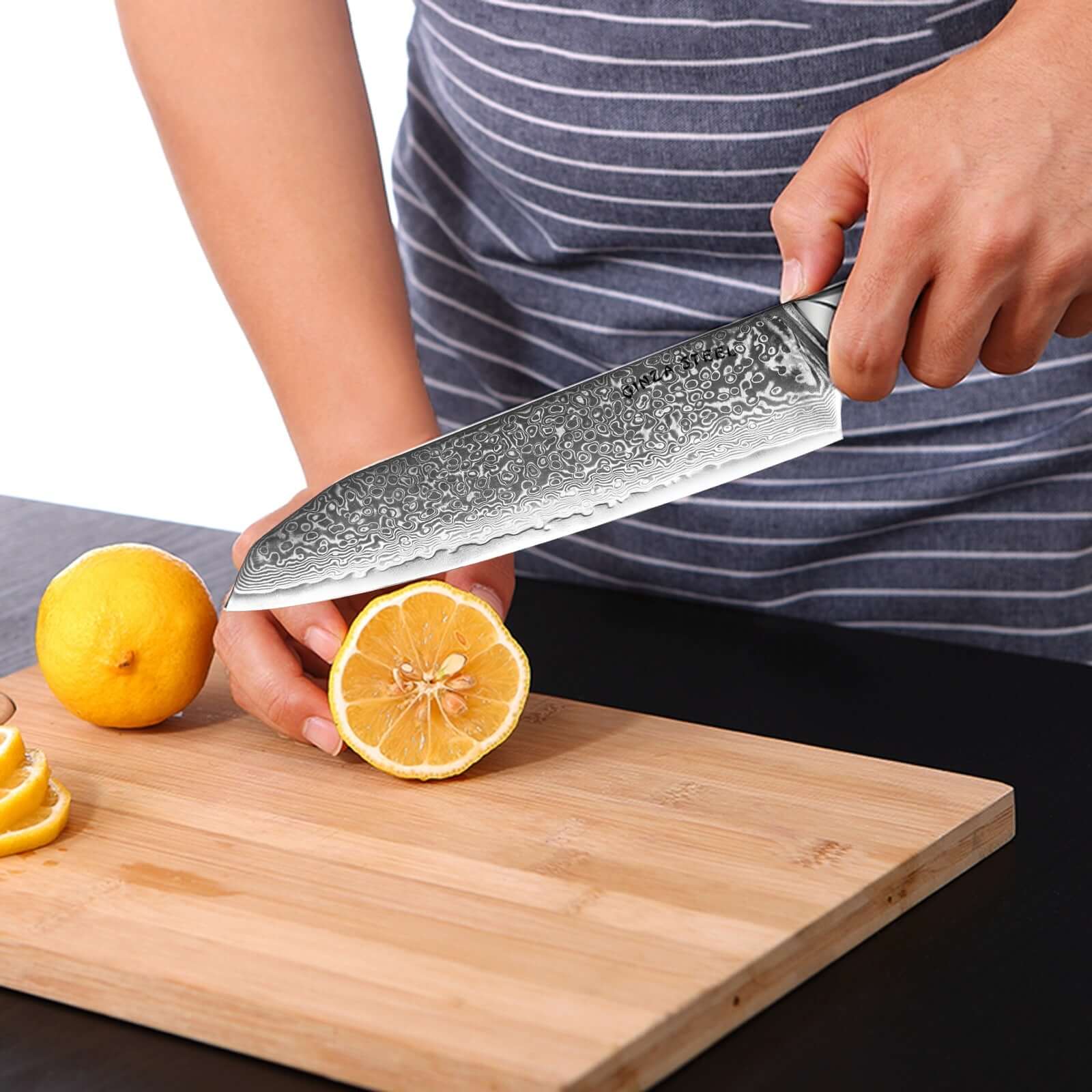 Hagakure 20 - Japanese Santoku Knife 8" - VG10 Damascus Steel 