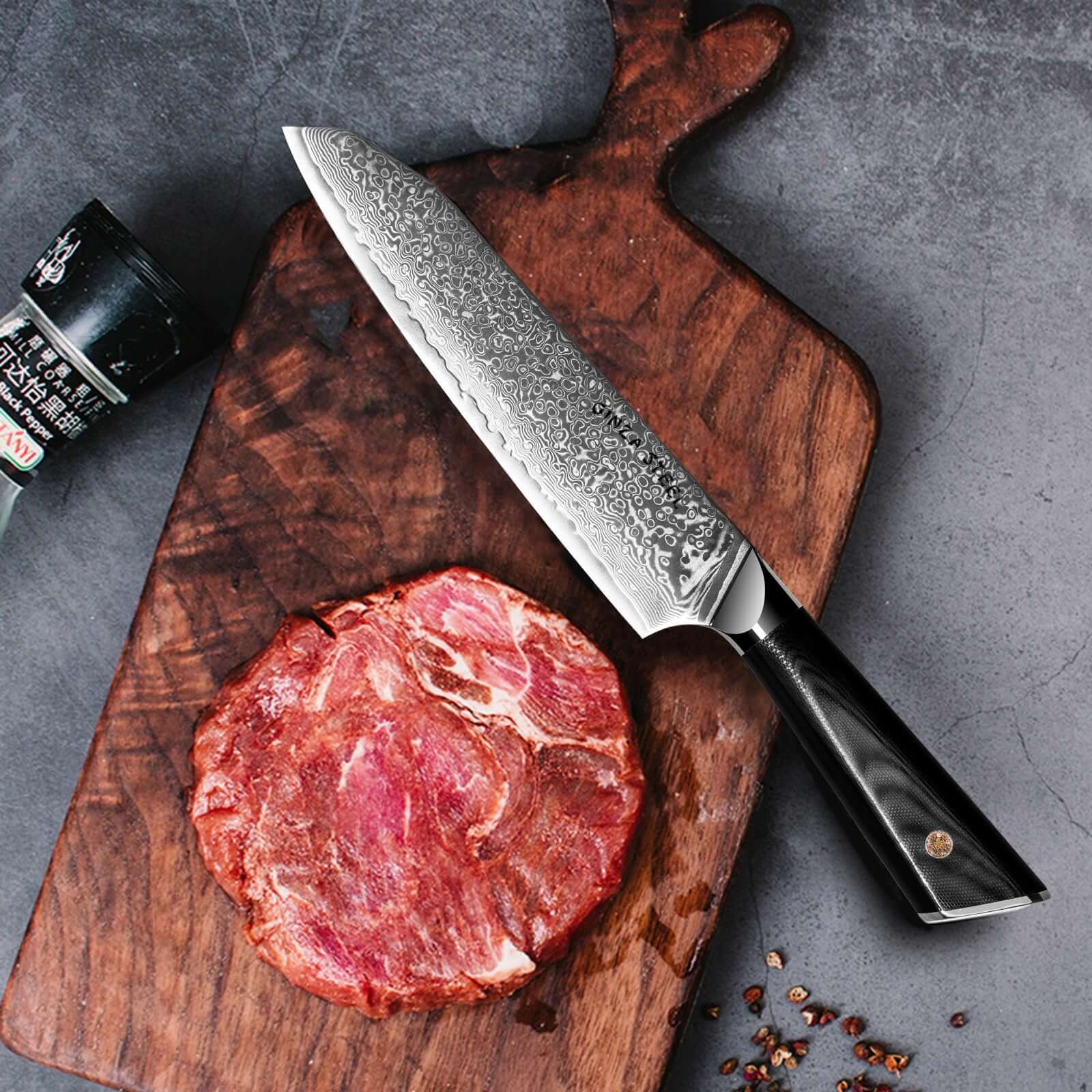 Hagakure 20 - Japanese Santoku Knife 8" - VG10 Damascus Steel 