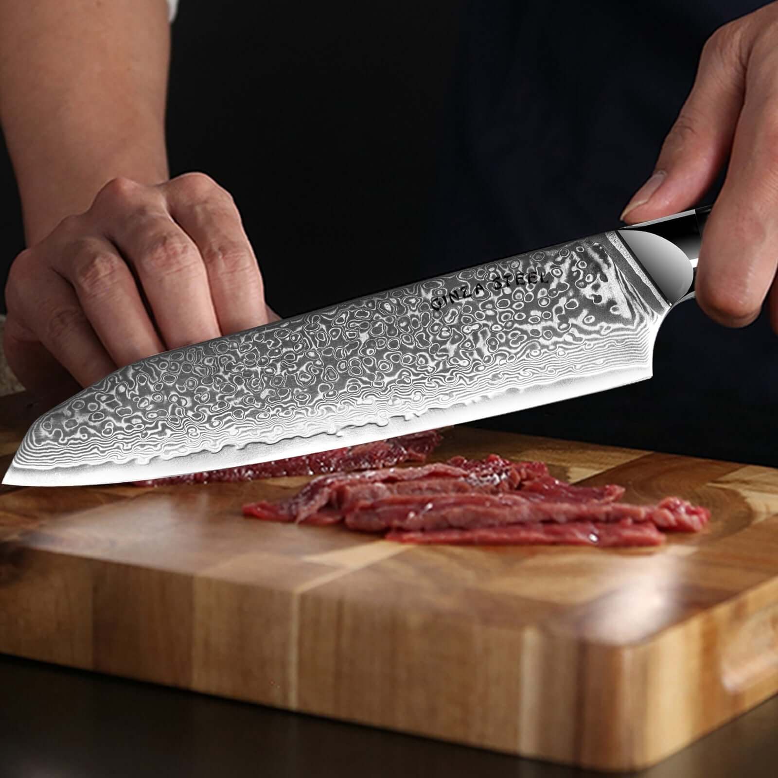 Hagakure 20 - Japanese Santoku Knife 8" - VG10 Damascus Steel 