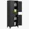 Freestanding Storage Cabinet, Kitchen Pantry Cabinet with 2 Shelves, 4 Doors for Dining Room, Black