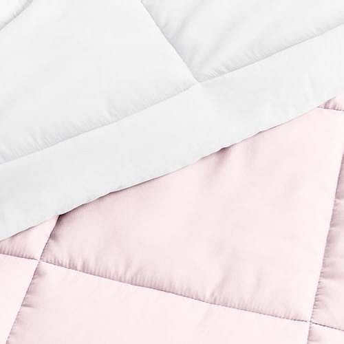 Twin/Twin XL 2-Piece Microfiber Reversible Comforter Set Blush Pink and White - Free Shipping