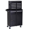 DURHAND Rolling Tool Cabinet 2 in 1 Top Chest Storage Box 5 Drawers with Pegboard and Adjustable Shelf, Black