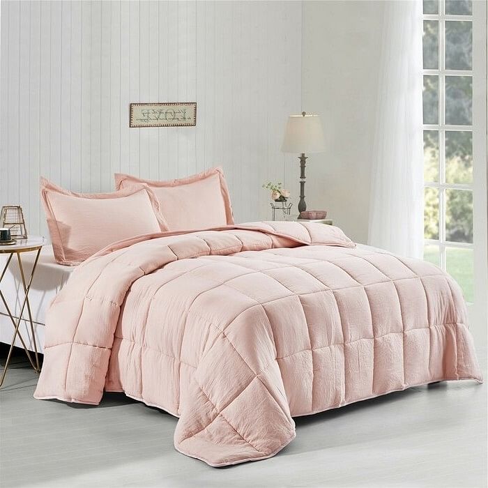 King Size Pink 3 Piece Microfiber Reversible Comforter Set - Free Shipping