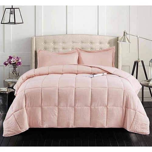 King Size Pink 3 Piece Microfiber Reversible Comforter Set - Free Shipping