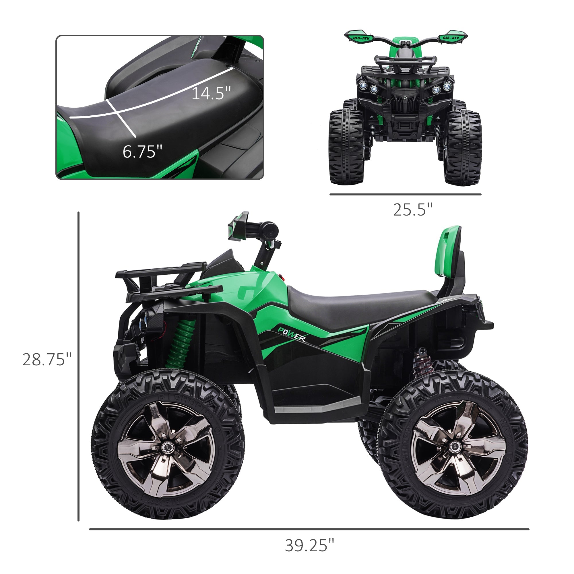 Aosom 12V Kids 4-Wheeler ATV: MP3, Headlights, Battery Powered, Green 