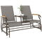 Outdoor 2-Person Glider Bench, Outside Swing Glider Chair Loveseat with Breathable Mesh, Table, Steel Frame